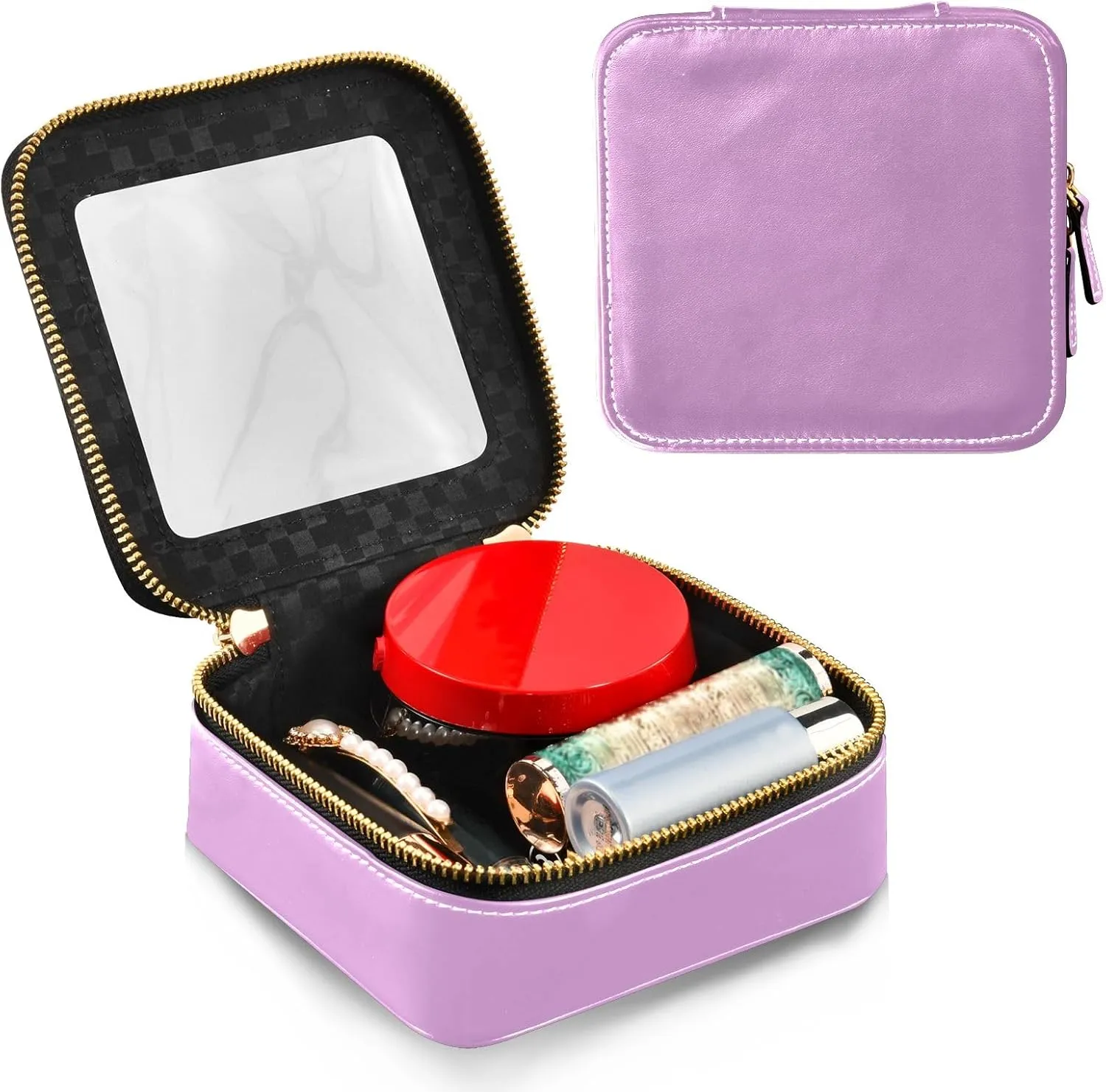 ODAWA Medium Lavender Magenta Clear Toiletry Bag Transparent Travel Cosmetic Makeup Case Clear Car Organizer Case