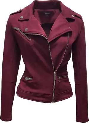 ODCOCD Faux Suede Jacket for Women Long Sleeve Zipper Up Casual Outwear