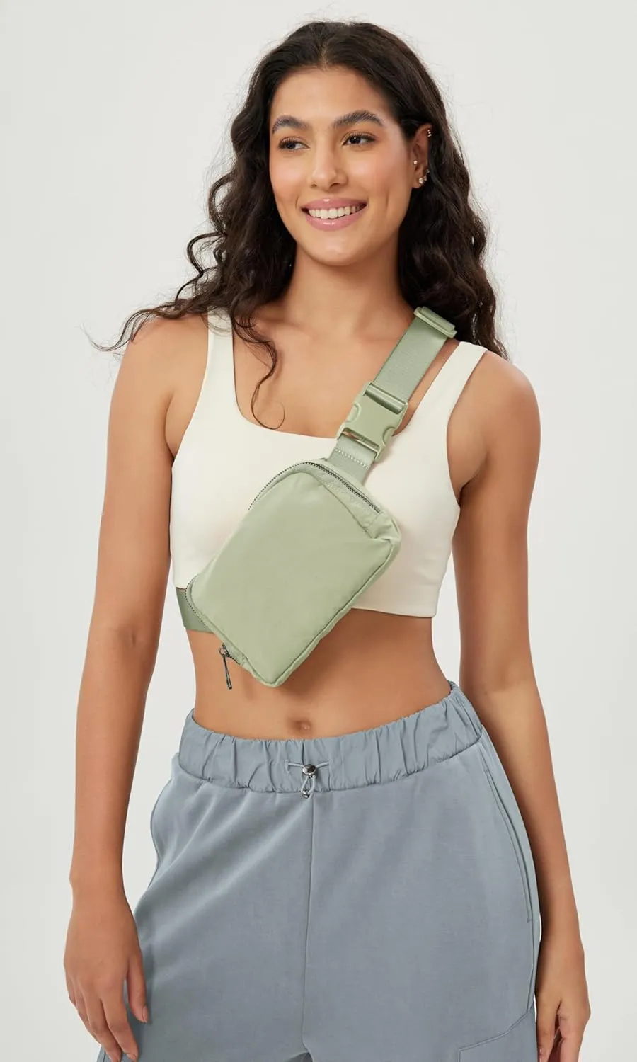 ODODOS Unisex Mini Belt Bag with Adjustable Strap Small Fanny Pack for Workout Running Traveling Hiking, Desert Sage