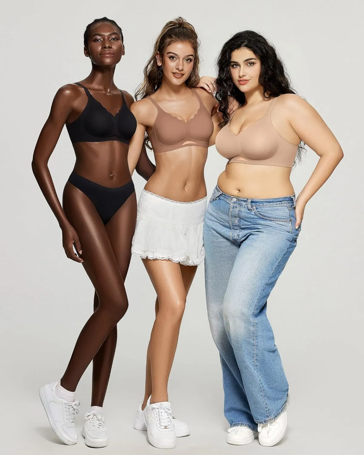 OEAK Womens Wireless Bras Scalloped Push Up Bralettes No Underwire Supportive Tshirt Bra Seamless Comfortable Everyday Bras