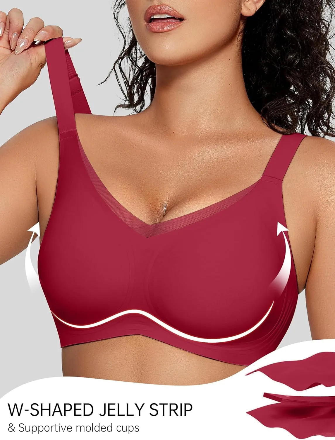 OEAK Womens Wireless Bras V Mesh Comfortable Bralette Supportive Tshirt Bra No Underwire Seamless Push Up Everyday Bras
