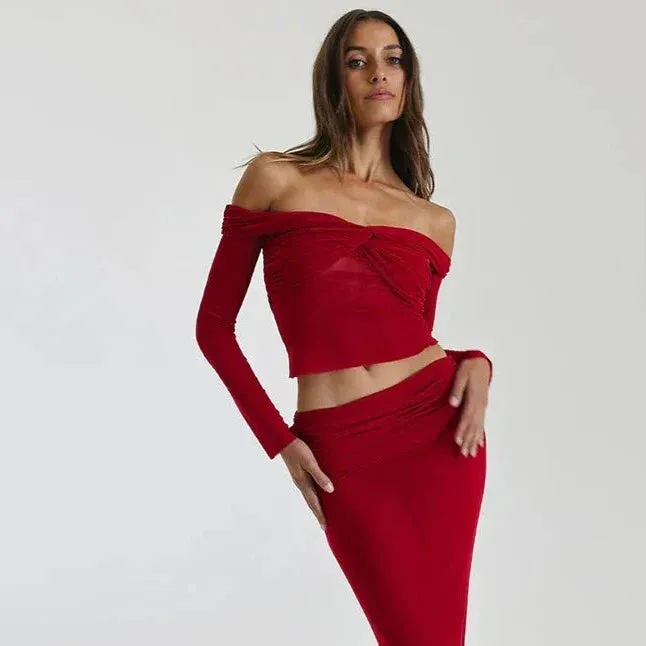 OFF SHOULDER TOP and MAXI Skirt SET