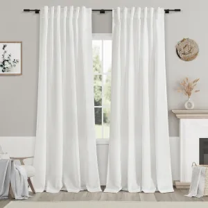 Off White Linen Curtains 84 inches Long for Bedroom Back Tab Light Filtering Privacy Sheer Curtains Modern Farmhouse Coastal Decor White Cotton Textured Gauze Curtain for Living Room 2 Panel Set