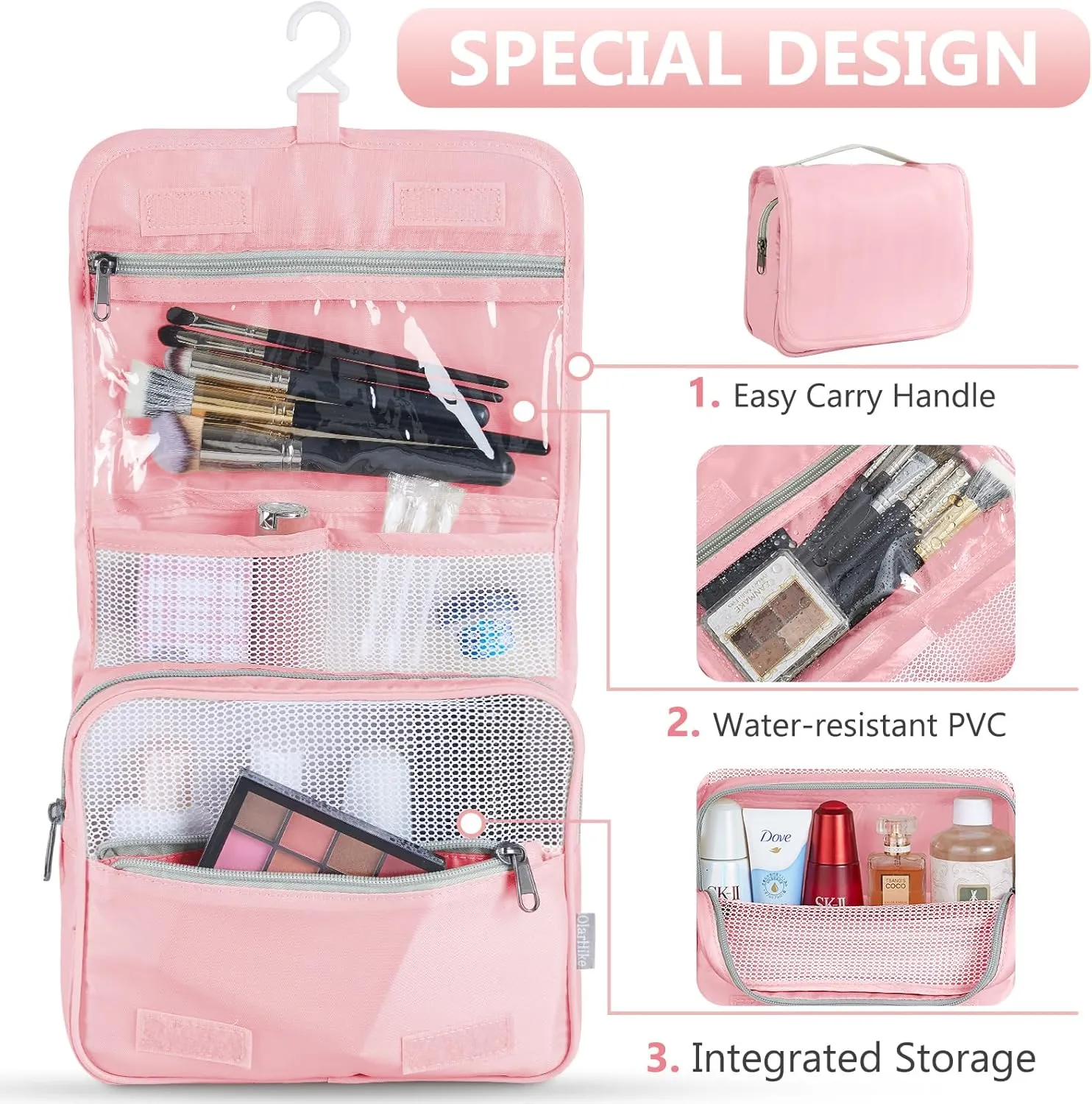 OlarHike 8 Set Packing Cubes for Travel, Sturdy Suitcase Organizer in 4 Sizes (Extra Large, Large, Medium, Small), Luggage Cubes with Toiletry Bag, Essentials Cruise Ship Gifts for Women (Dream Pink)