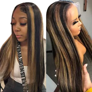 Ombre Lace Front Wig Human Hair 26 Inch 180% Density FB/30 13x4 Full Frontal Hd Transparent Lace Straight Lace Front Wig Human Hair Colored Wigs For Black Women Frontal Highlight Wig Human Hair