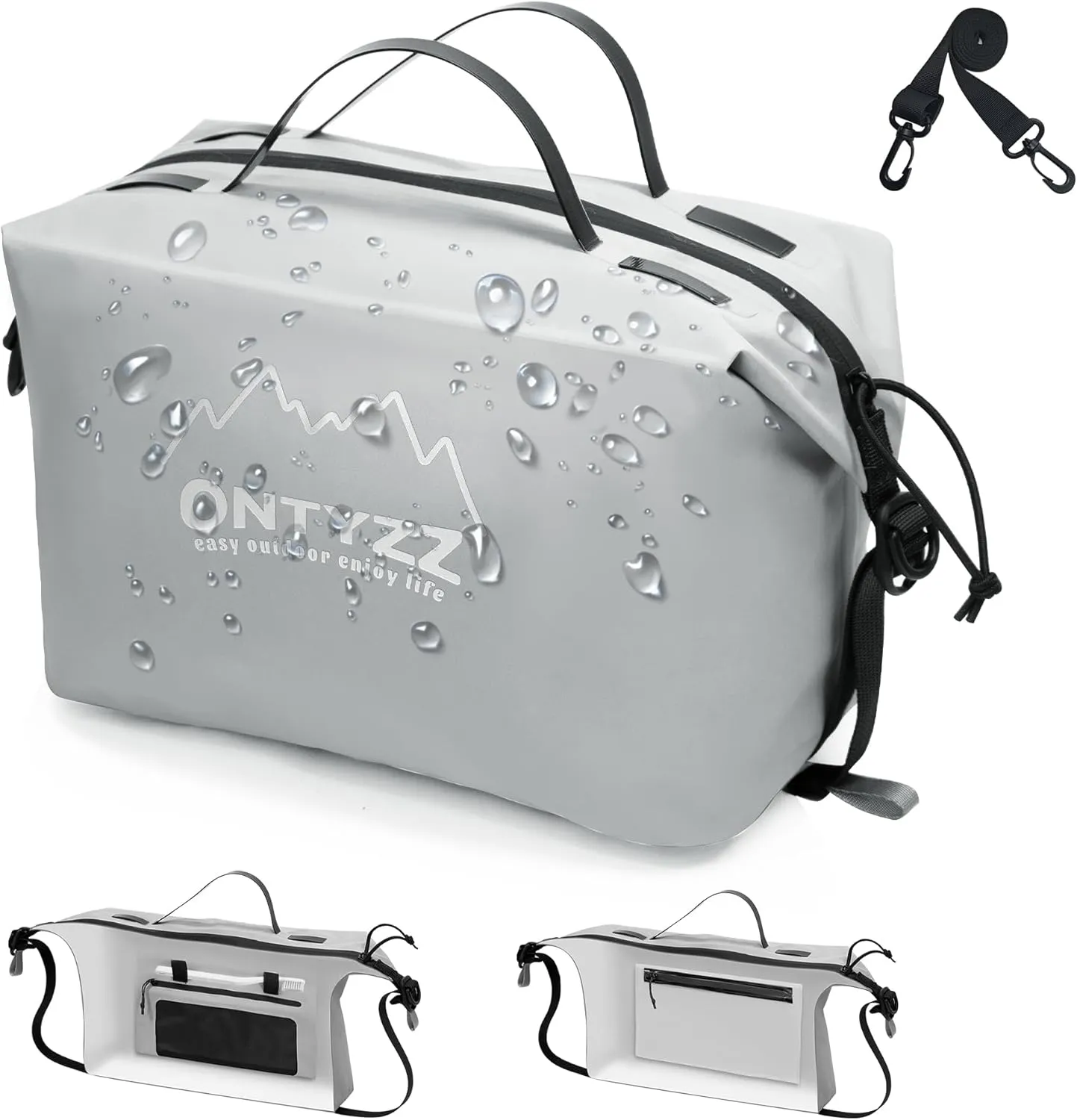 ONTYZZ Travel Toiletry Bag Makeup Bag with Handle Waterproof Cosmetic bag with strap for Toiletries Carry-on Travel Accessories Essentials,1 Grey
