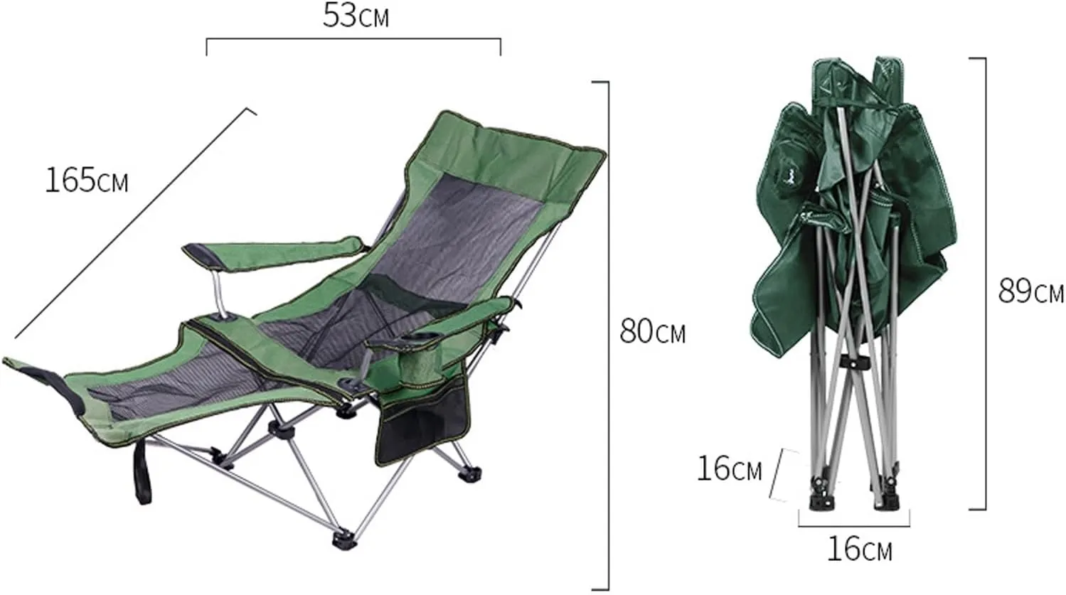 Outdoor Camping Chair Collapsible with Cup Holder Folding Fishing Beach Chair Heavy Duty Steel Recline