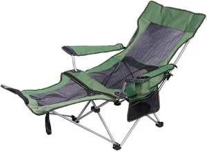 Outdoor Camping Chair Collapsible with Cup Holder Folding Fishing Beach Chair Heavy Duty Steel Recline