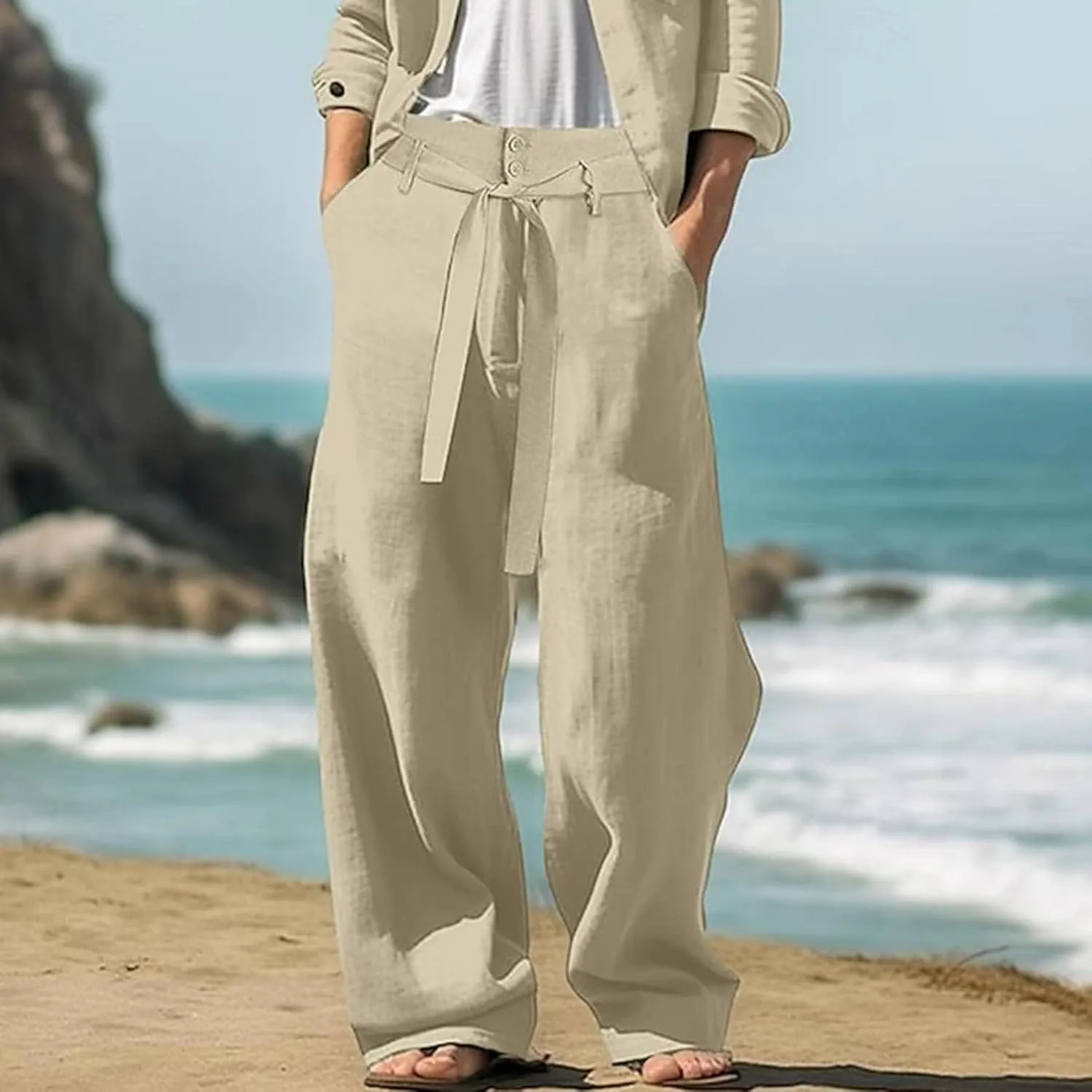 Outdoor Casual Pants Men Plus Size Lightweight Pants Elastic Waist Sport Pants Baggy Comfy Pants Fall Daily Pants