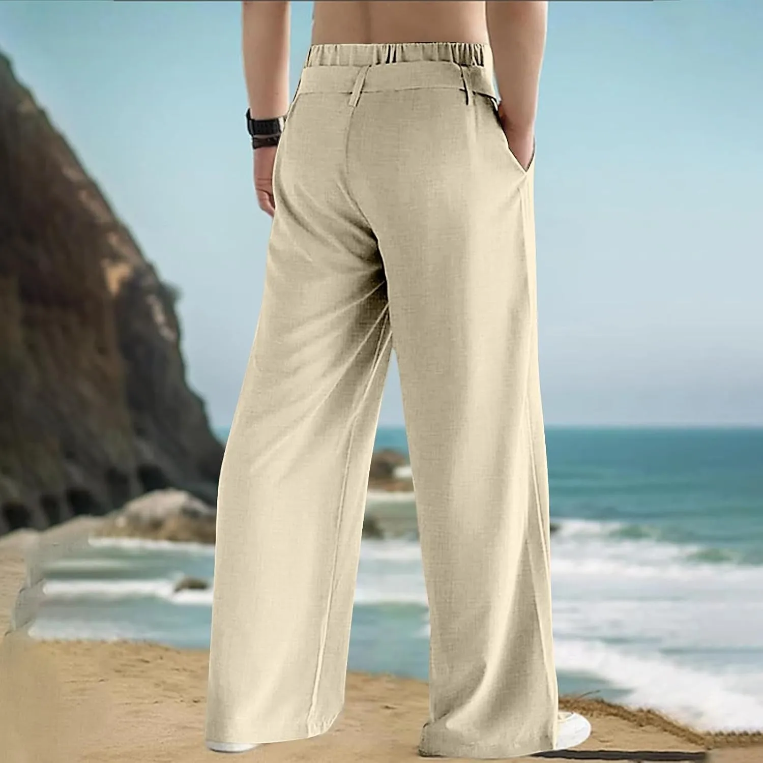 Outdoor Casual Pants Men Plus Size Lightweight Pants Elastic Waist Sport Pants Baggy Comfy Pants Fall Daily Pants
