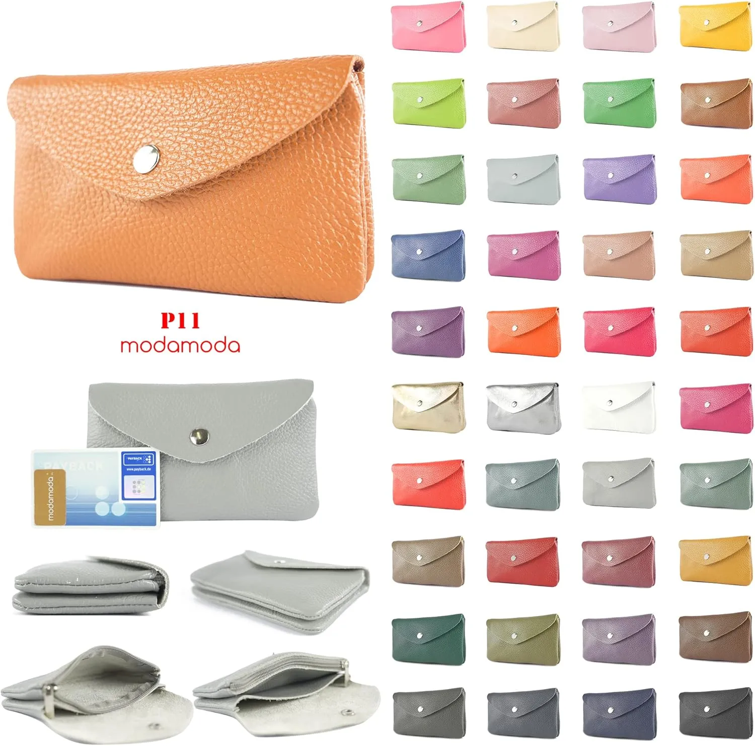 P11 - ital. Leder Damen Geldbörse Portemonnaie Medium (Apple green)