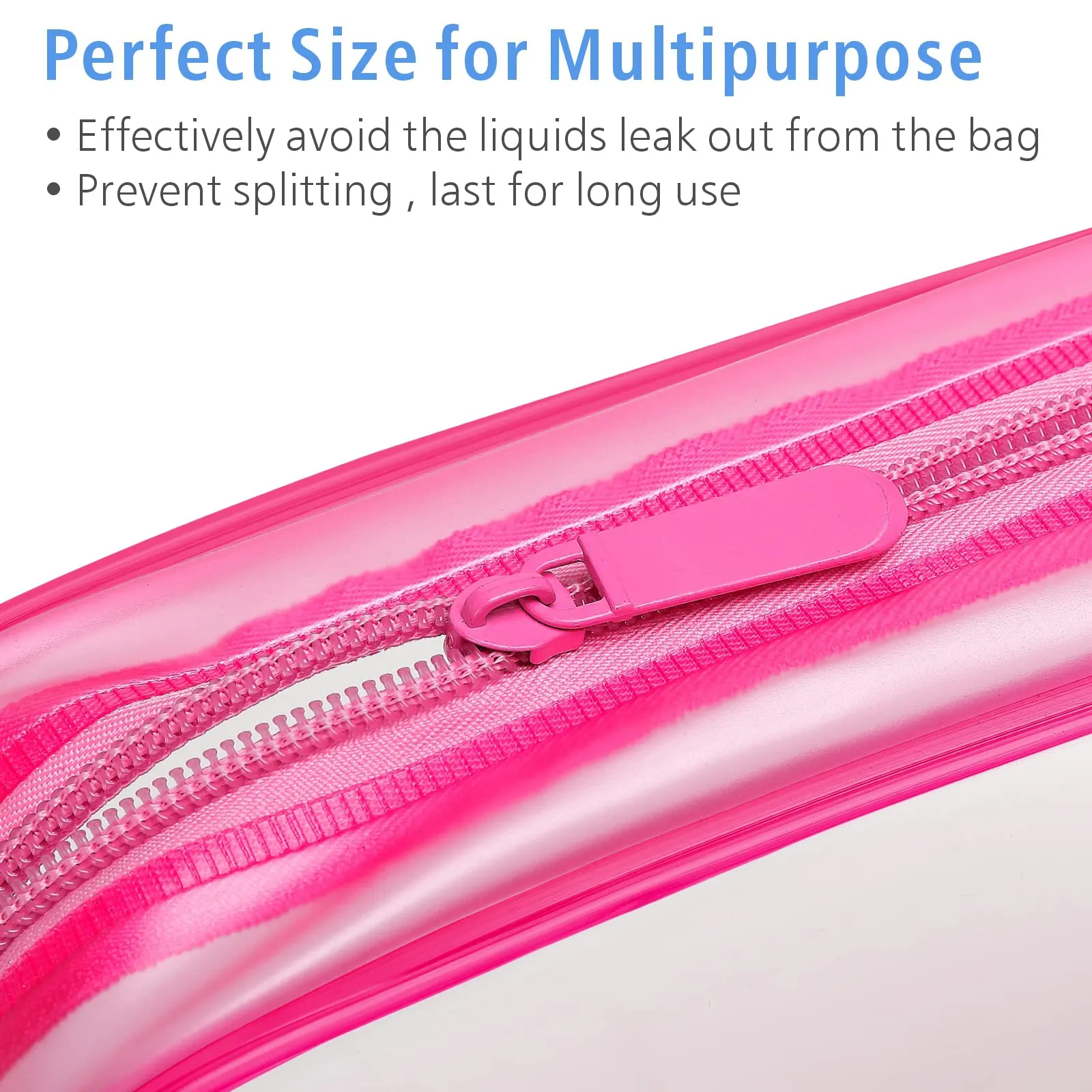 PACKISM Clear Makeup Bags - 3 Pack TSA Approved Clear Travel Bags for Toiletries, Carry on Toiletry Bag TSA Approved Toiletry Bag, Matte Rose Red