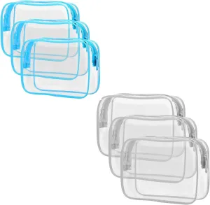 PACKISM Clear Toiletry Bag, 3 Pack TSA Approved Toiletry Bag Quart Size Bag, Travel Makeup Cosmetic Bag for Women Men, Carry on Airport Airline Compliant Bag Set