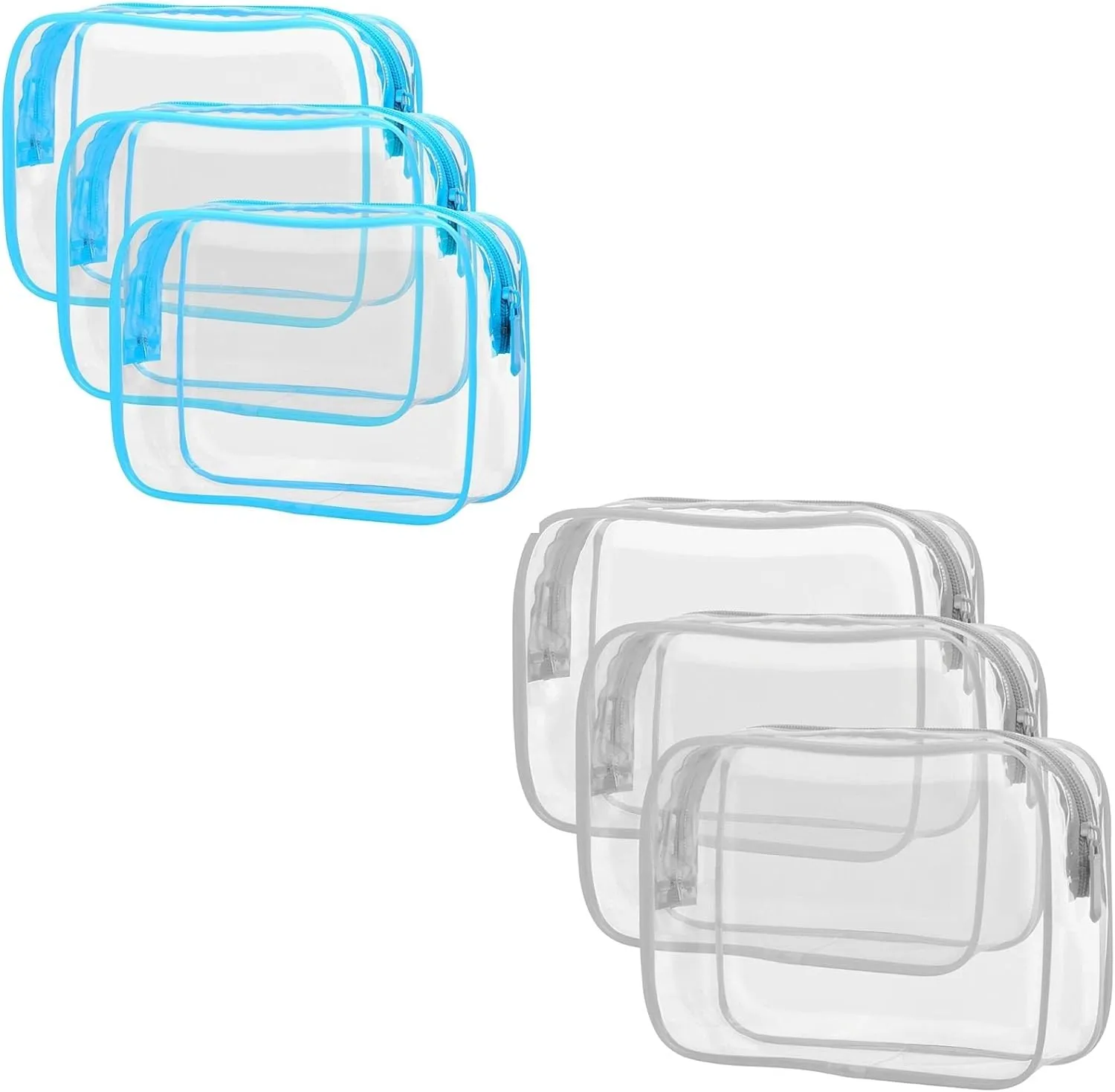 PACKISM Clear Toiletry Bag, 3 Pack TSA Approved Toiletry Bag Quart Size Bag, Travel Makeup Cosmetic Bag for Women Men, Carry on Airport Airline Compliant Bag Set