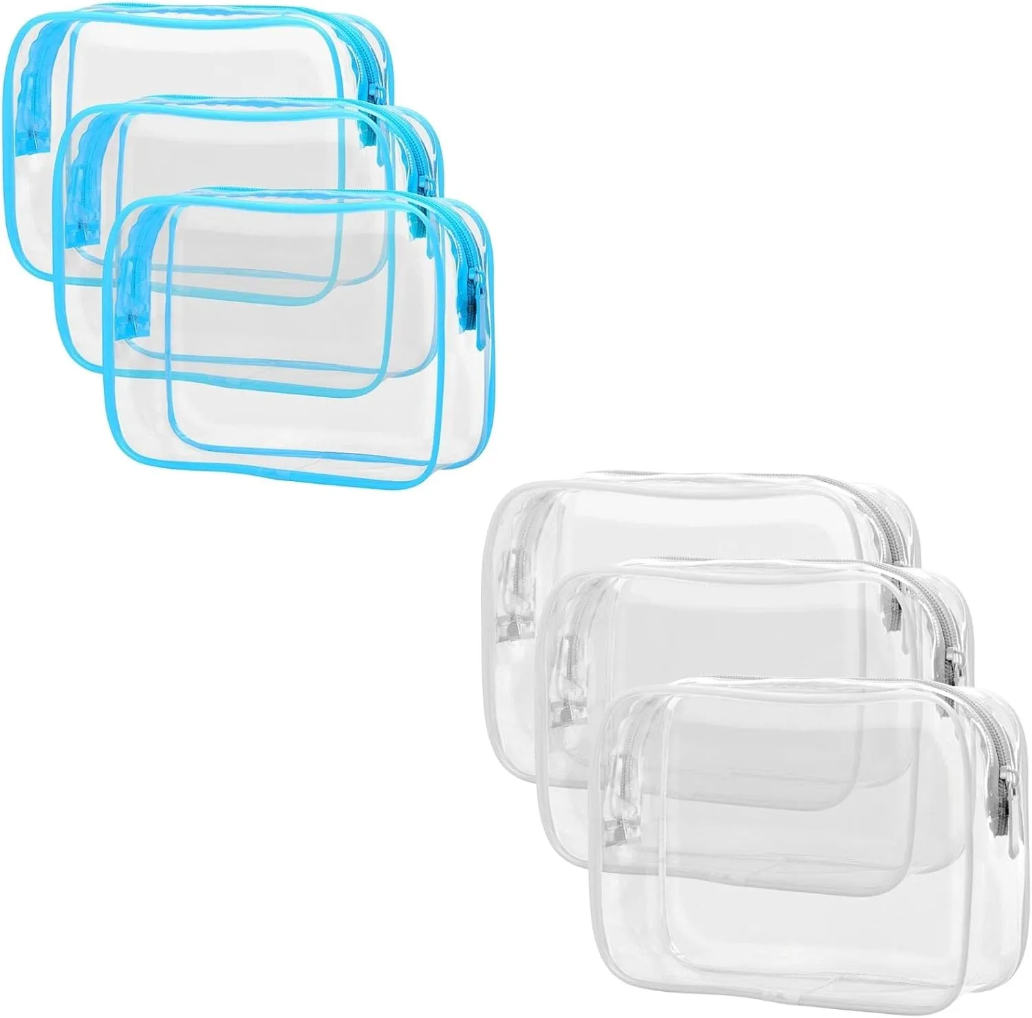 PACKISM Clear Toiletry Bag, 3 Pack TSA Approved Toiletry Bag Quart Size Bag, Travel Makeup Cosmetic Bag for Women Men, Carry on Airport Airline Compliant Bag