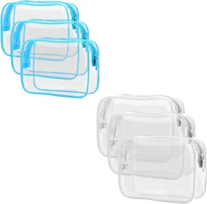 PACKISM Clear Toiletry Bag, 3 Pack TSA Approved Toiletry Bag Quart Size Bag, Travel Makeup Cosmetic Bag for Women Men, Carry on Airport Airline Compliant Bag