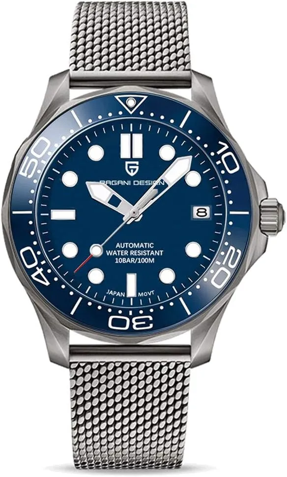 Pagani Design 1667 Men's Fashion Automatic Diving Watch NH35 Movement Rotating Ceramic Bezel Waterproof Nylon Rubber Business Sport Self-Winding Watch
