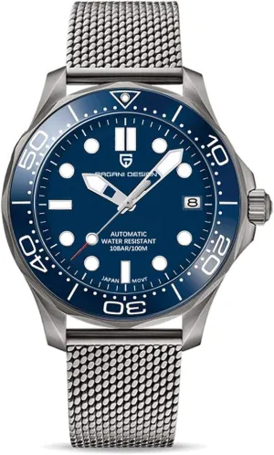 Pagani Design 1667 Men's Fashion Automatic Diving Watch NH35 Movement Rotating Ceramic Bezel Waterproof Nylon Rubber Business Sport Self-Winding Watch