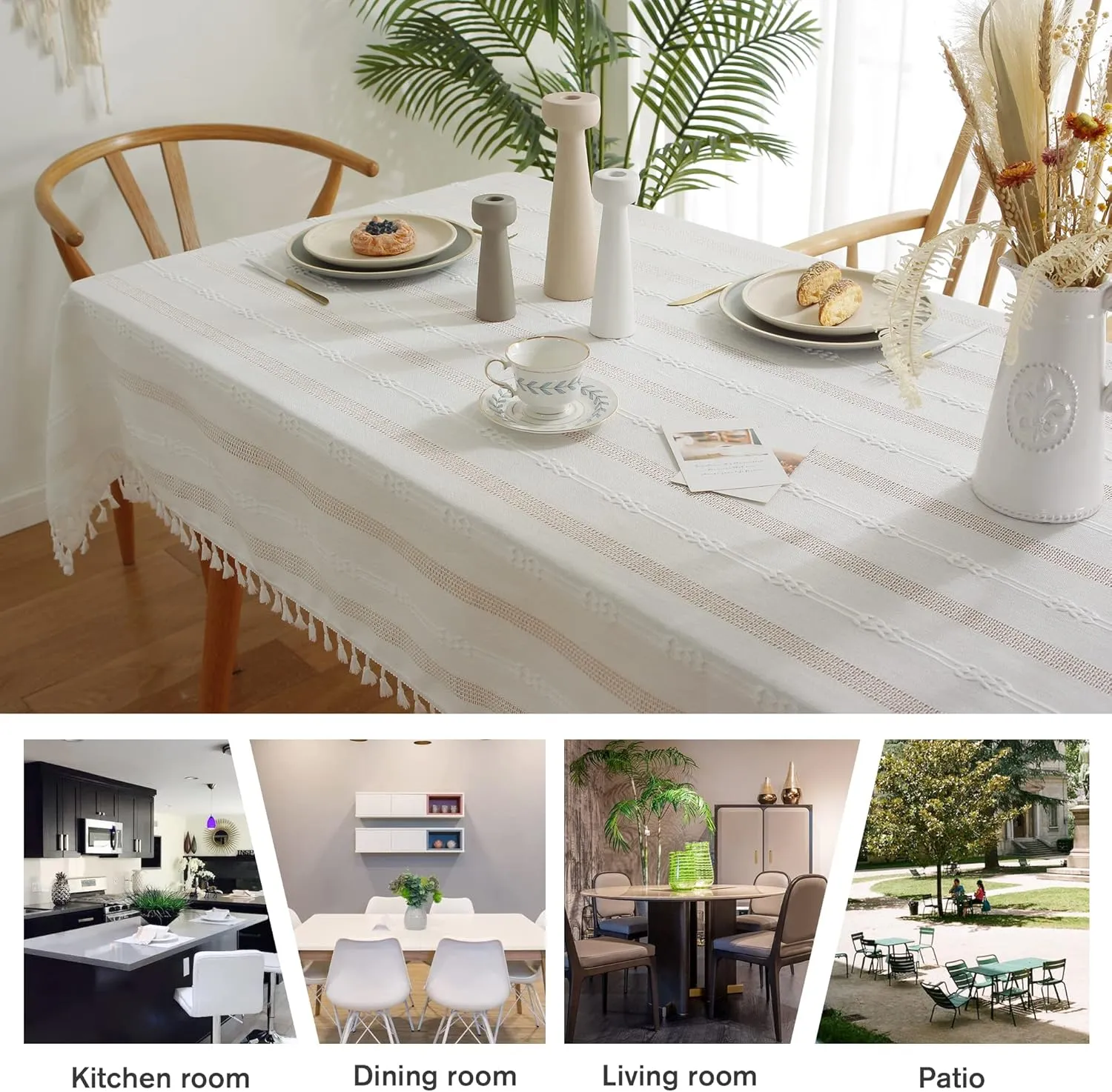 Pahajim Autumn Table Cloth Camping Tablecloth Fall Rustic Table Cover for Dining Farmhouse Table Cloths Thanksgiving Christmas Table Cloth Rectangle Table (Hollow White, Square,55 x 55 Inch,4 Seats)