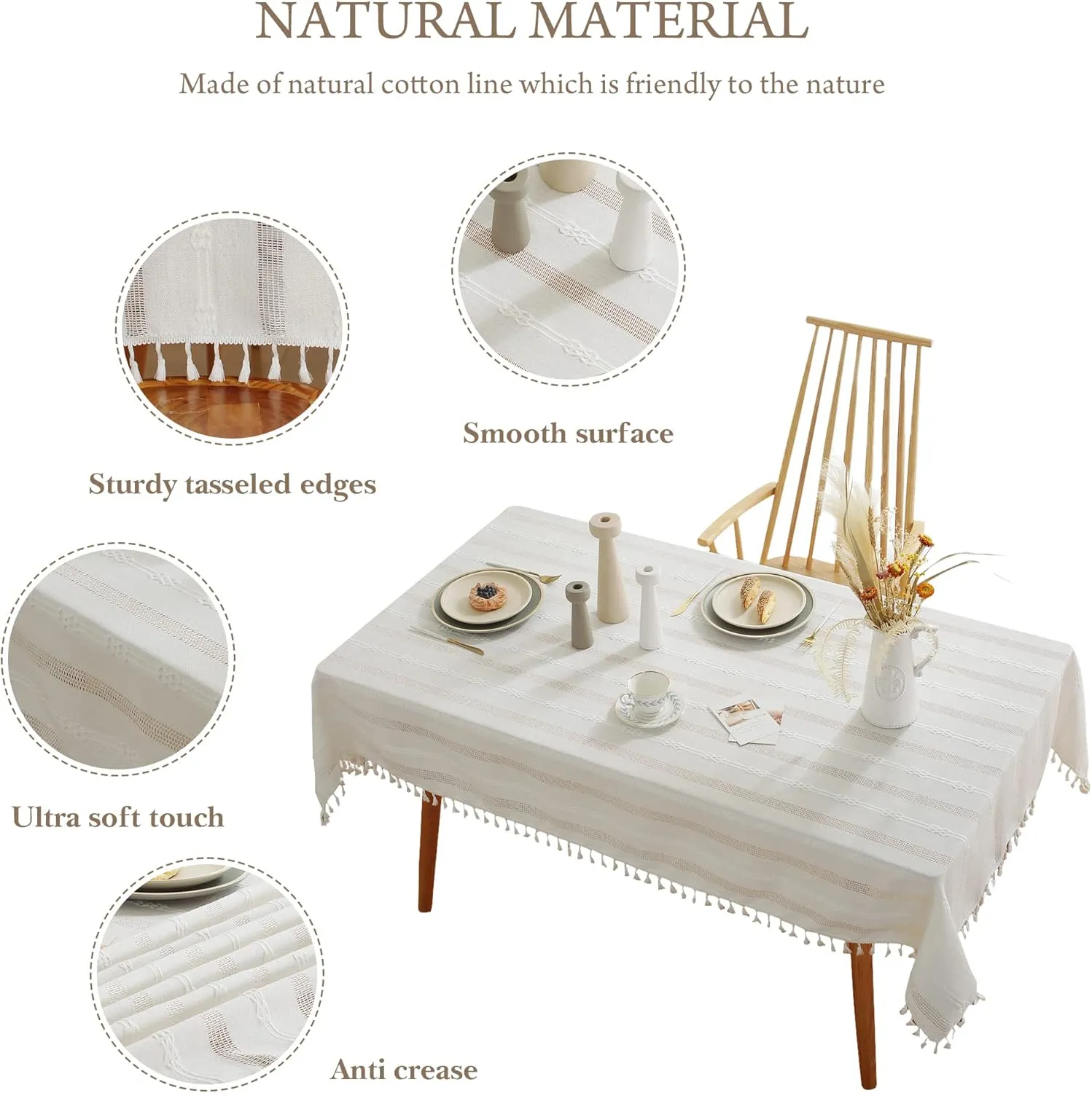 Pahajim Autumn Table Cloth Camping Tablecloth Fall Rustic Table Cover for Dining Farmhouse Table Cloths Thanksgiving Christmas Table Cloth Rectangle Table (Hollow White, Square,55 x 55 Inch,4 Seats)