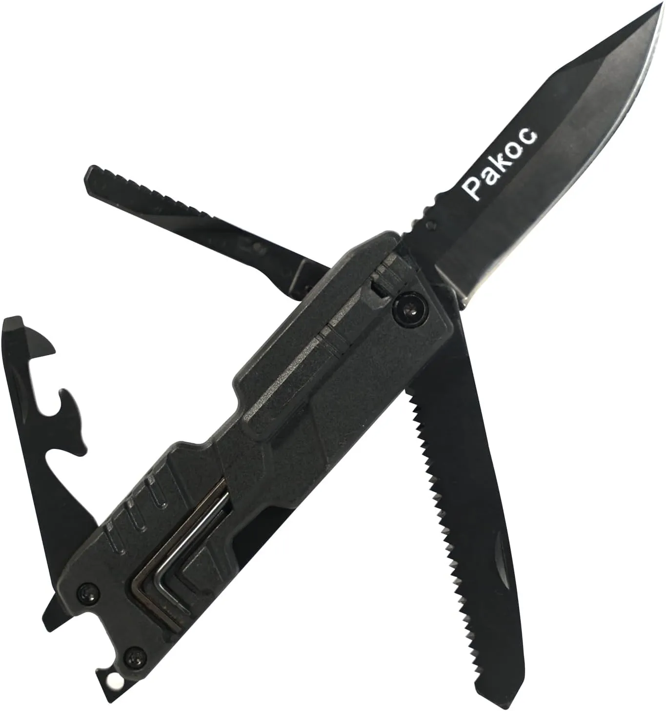 Pakoc Multitool Pocket Knife，Small Pocket Knives with Bottle Opener Mini Pry Tool，Ideal Gifts for Men Women
