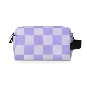 Pastel Checkers Toiletry Bag - Water-Resistant & Chic Cosmetic Organizer - Lightweight Travel Pouch - Elegant Bathroom Accessory