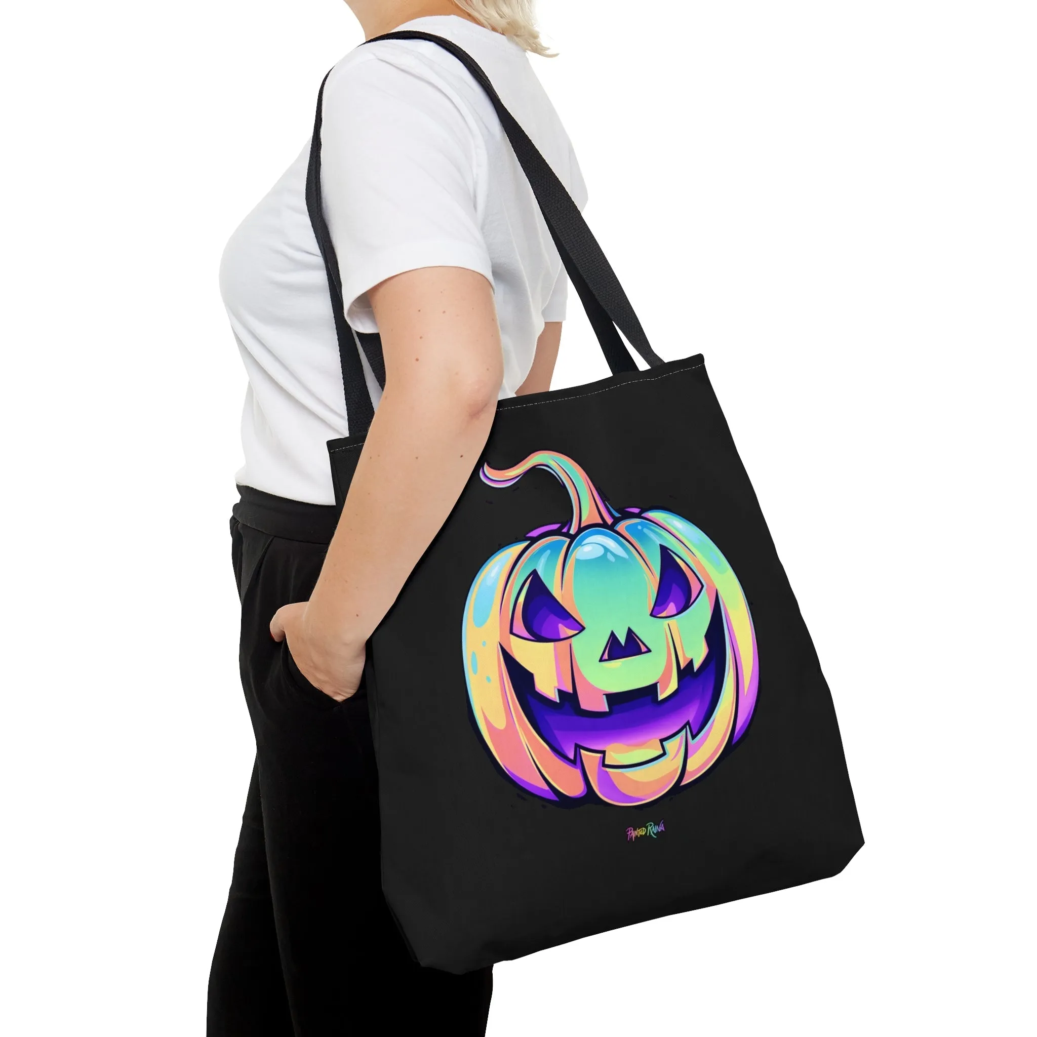 Pastel Jack-o'-Lantern Tote Bag - "Black Cat"