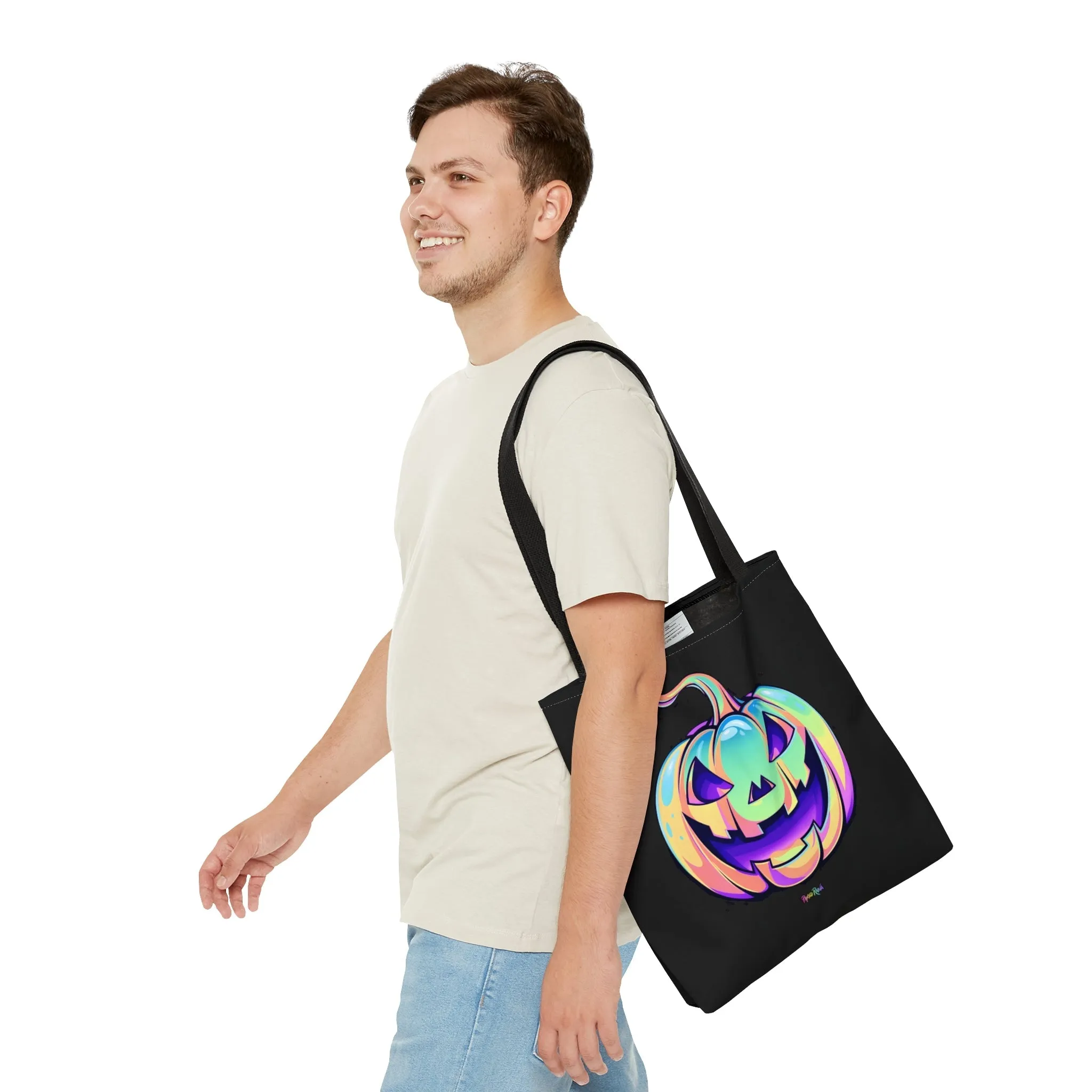 Pastel Jack-o'-Lantern Tote Bag - "Black Cat"