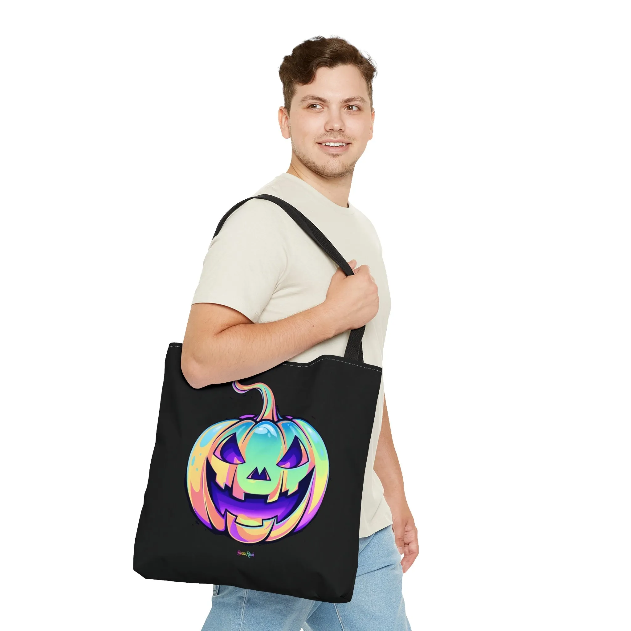 Pastel Jack-o'-Lantern Tote Bag - "Black Cat"