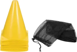 PATIKIL 7" Soccer Cones, 24 Pack Plastic Traffic Training Agility Field Markers with Carrying Bag for Outdoor Activity Practice, Yellow