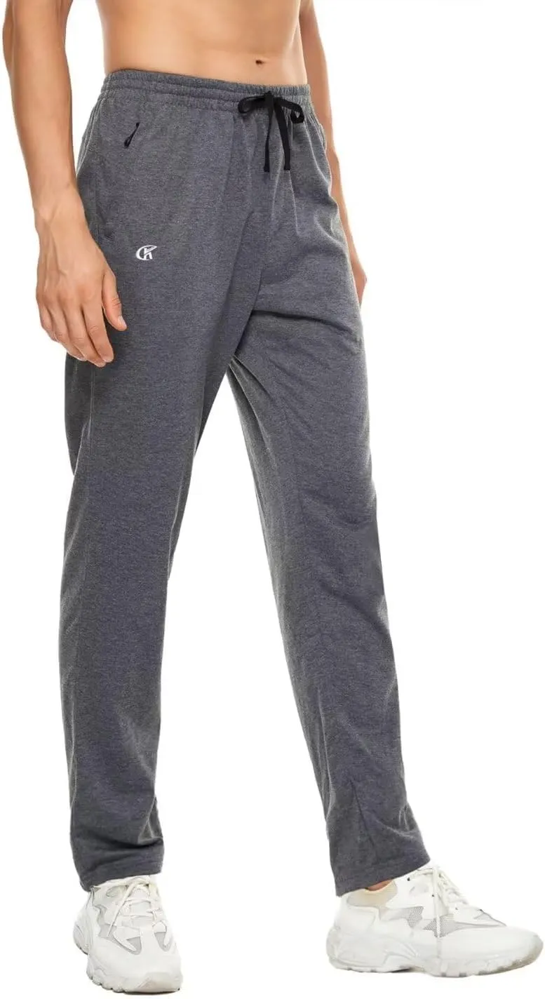 Pdbokew Men's Running Pants Athletic Pants with Zipper Pockets