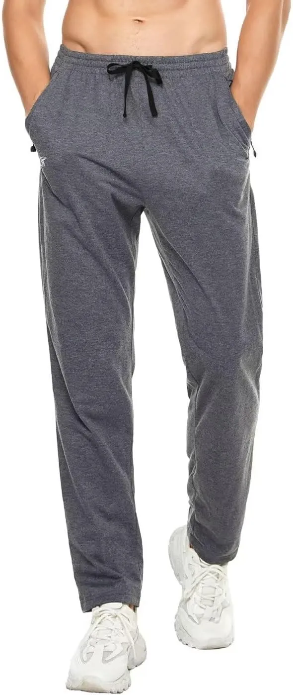 Pdbokew Men's Running Pants Athletic Pants with Zipper Pockets