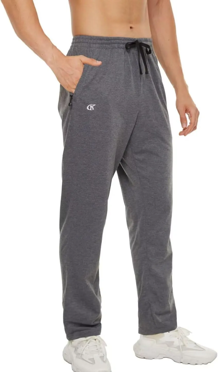 Pdbokew Men's Running Pants Athletic Pants with Zipper Pockets
