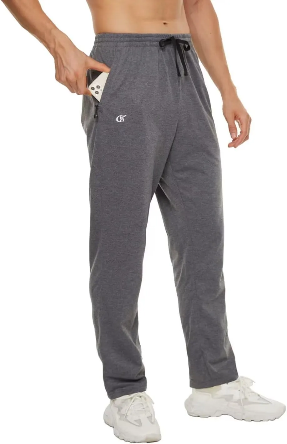 Pdbokew Men's Running Pants Athletic Pants with Zipper Pockets