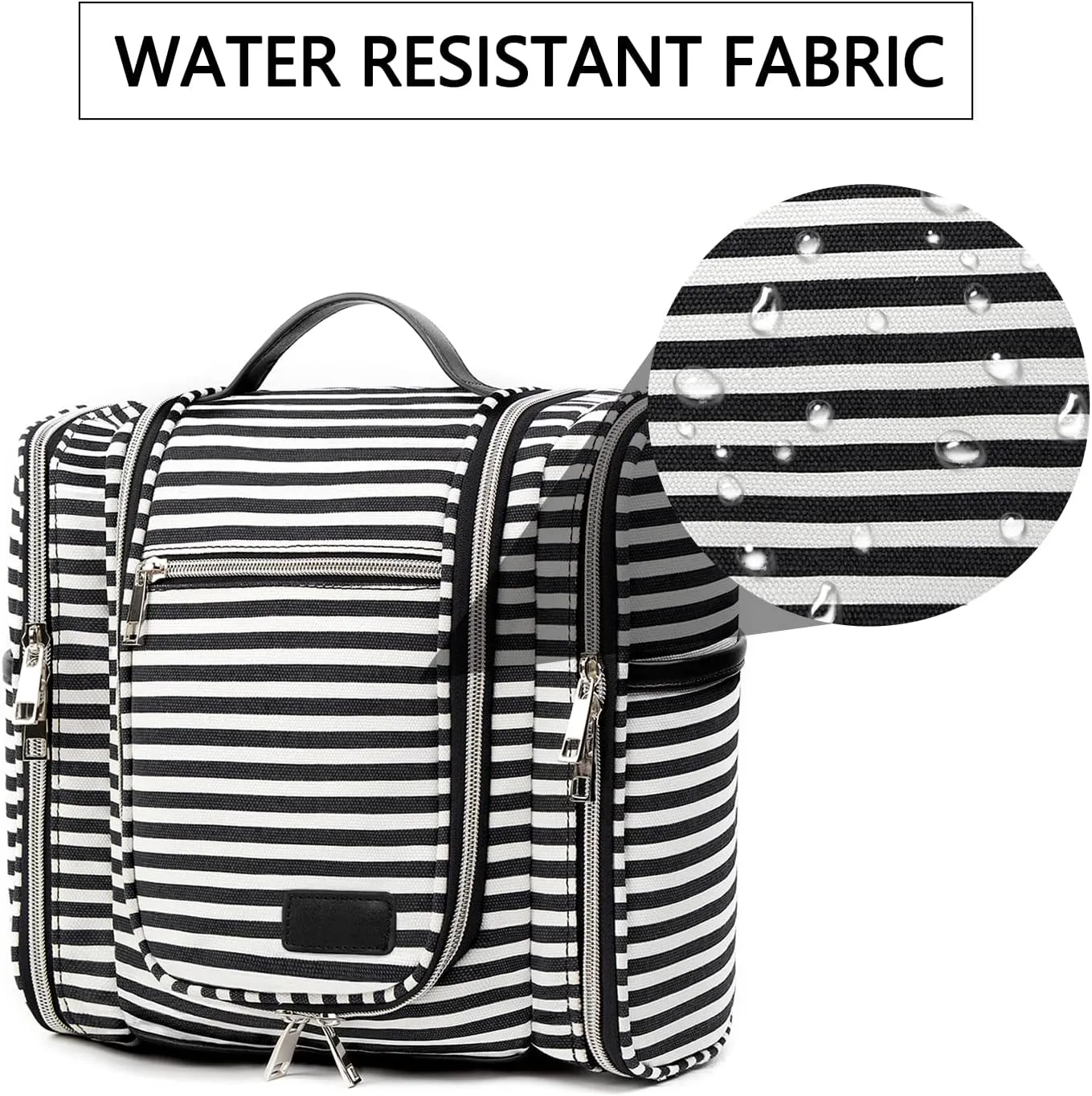 Pearl Angeli Hanging Travel Toiletry Bag for Women Men Water Resistant Travel Makeup Organizer Bag Large Capacity Travel Cosmetic Bag for Full Sized Container Toiletries, Black