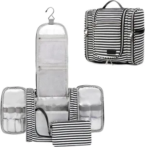 Pearl Angeli Hanging Travel Toiletry Bag for Women Men Water Resistant Travel Makeup Organizer Bag Large Capacity Travel Cosmetic Bag for Full Sized Container Toiletries, Black
