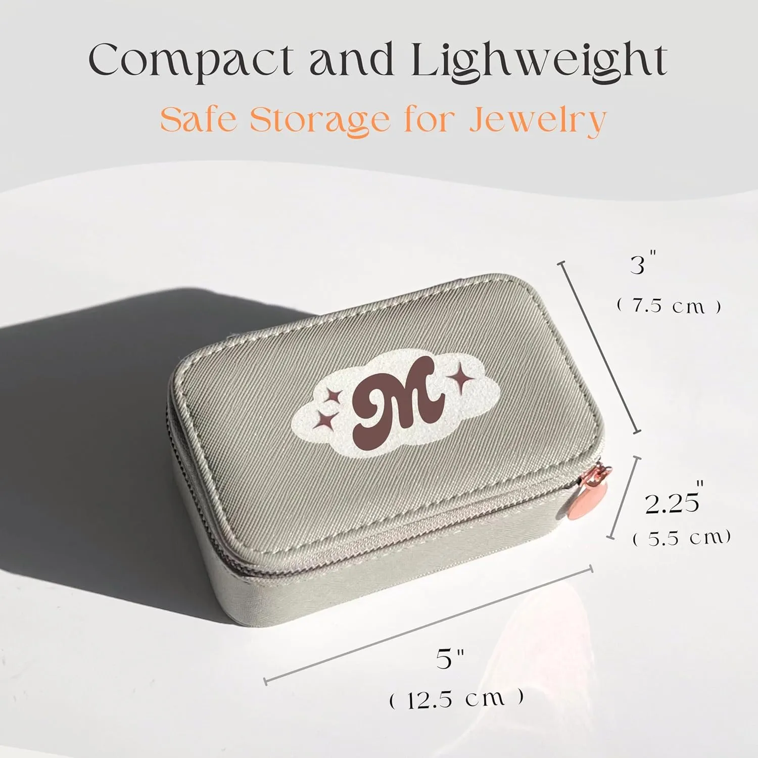 Personalized Initial Travel Jewelry Case - Monogram Custom Gifts For Women, Bridesmaid Proposal Gifts, Travel Jewelry Organizer, Customized Travel Jewelry Box, Birthday Gifts (Grey, M)