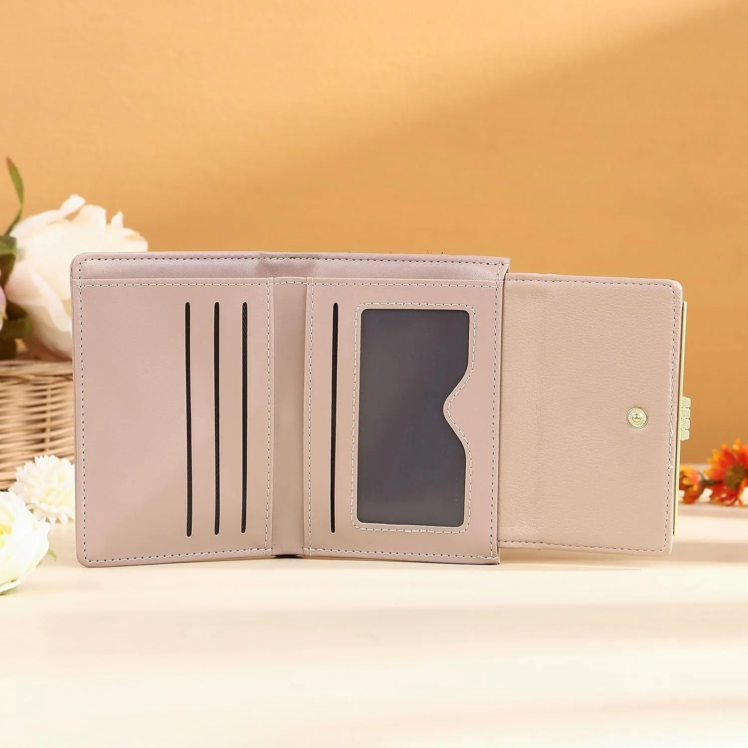 Personalized Photo Small Wallets for Women: Custom Name Picture Leather Womens Wallet - Zipper Coin Pocket Trifold Wallet - Birthday Mothers Day Christmas Gifts for Mom Grandma Ladies (Pink-1)