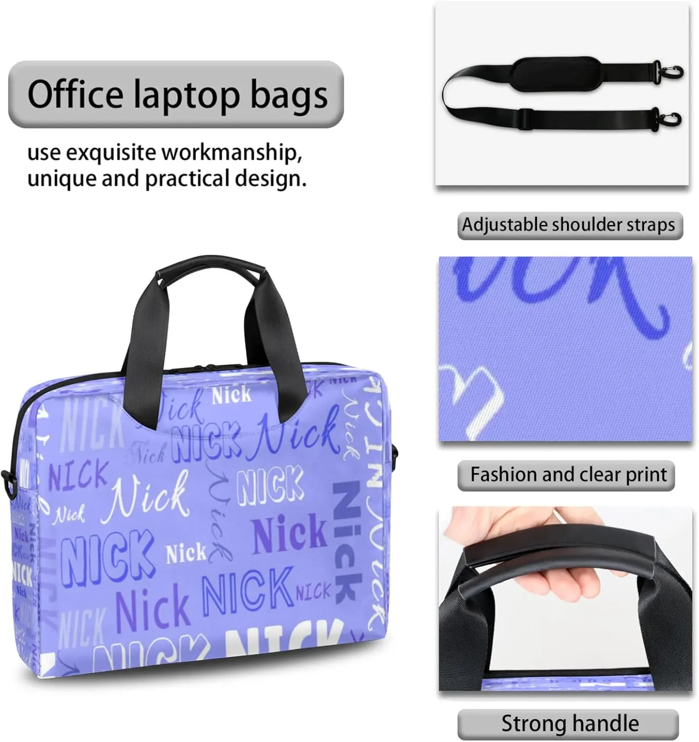 Personalized Picture Laptop Tote Custom Name Laptop Case Shoulder Bag Messenger Computer Bags Laptop Adjustable Shoulder