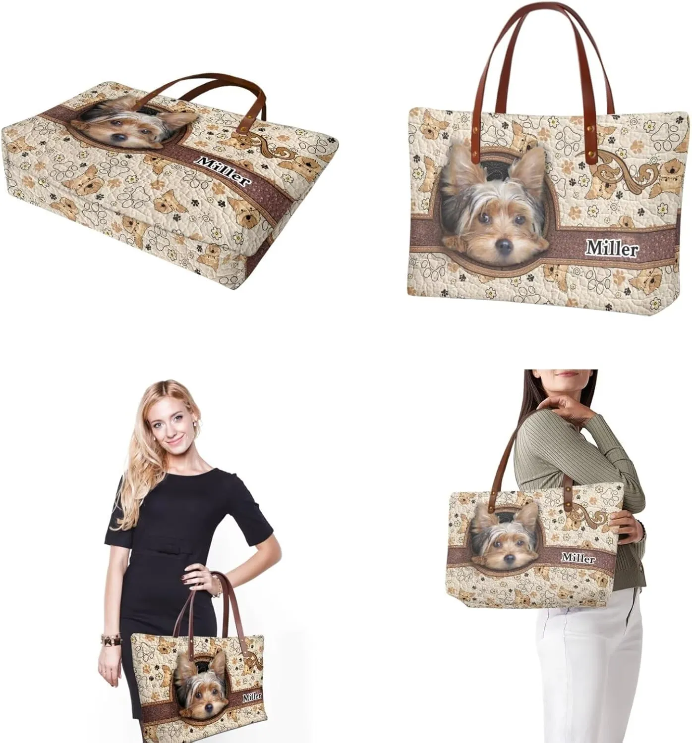 Personalized Purse 3 Pcs Custom Purse and Wallet Set with Makeup Bag Customized Tote Bag with Name for Women