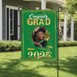 Personalized raduation arden Fla 2025 Conratulation rad Yard Sin Home Fla for raduation Party Ceremony(Dark reen)