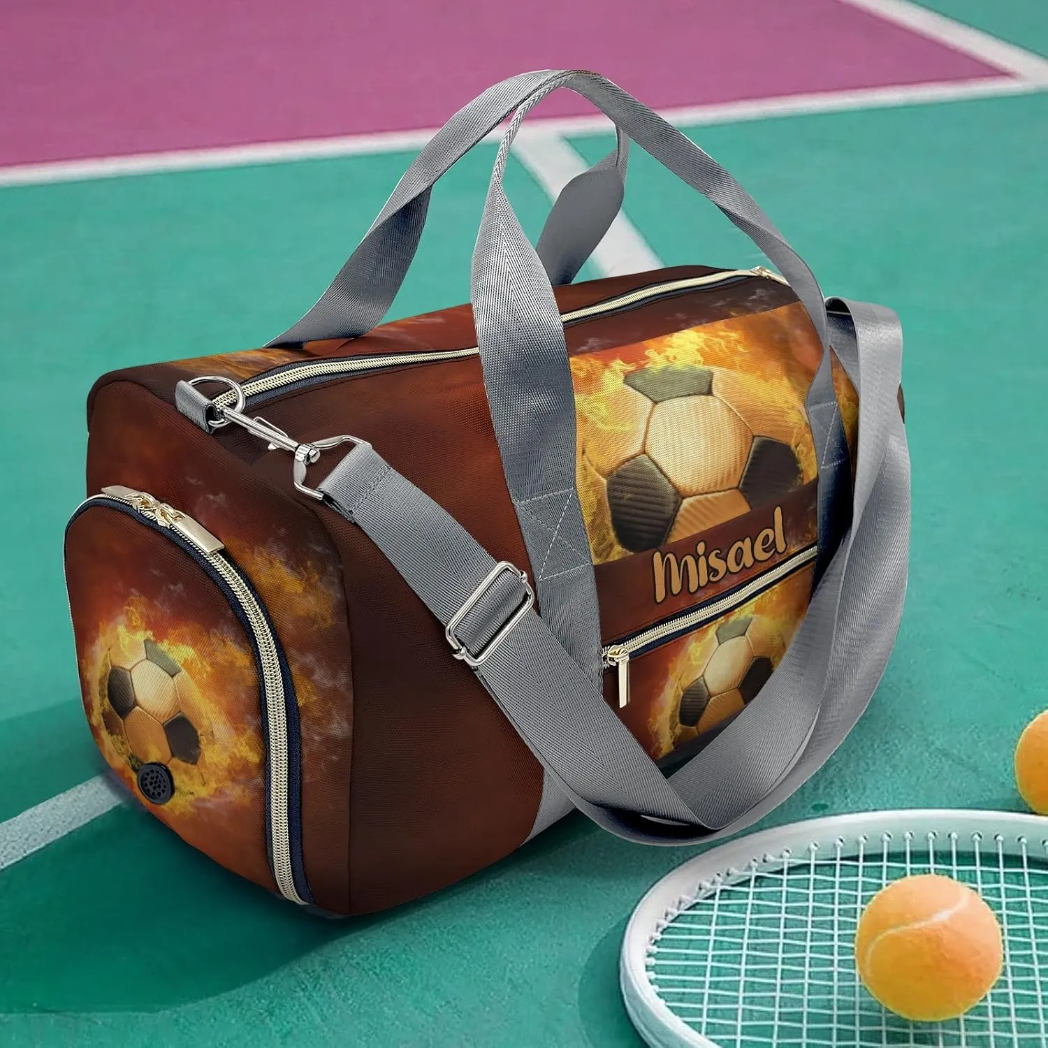 Personalized Sport Duffle Bag for Travel,Custom Carry on Bag Hot Soccer Ball Cool Travel Bags Duffel Bag Overnight Weekend Gym Bag