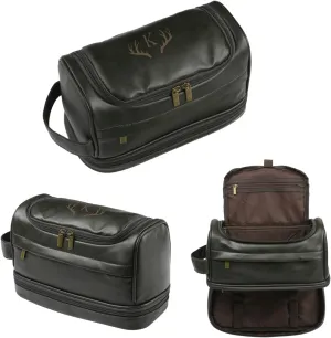 Personalized Toiletry Bag for Men Custom PU Leather Mens Toiletry Travel Bag Shaving Bag Dopp Kit Gift for Dad Groomsmen Gifts Personalized Gifts for Men (Green)