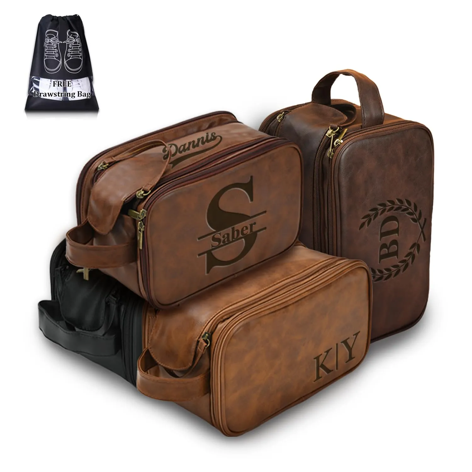 Personalized Toiletry Bag for Men, Large Capacity Custom Name Initials PU Leather Dopp Kit, Groomsmen Gift, Customized Travel Monogrammed Travel Shaving Bag, Handcrafted for Dad, Husband, Grandpa