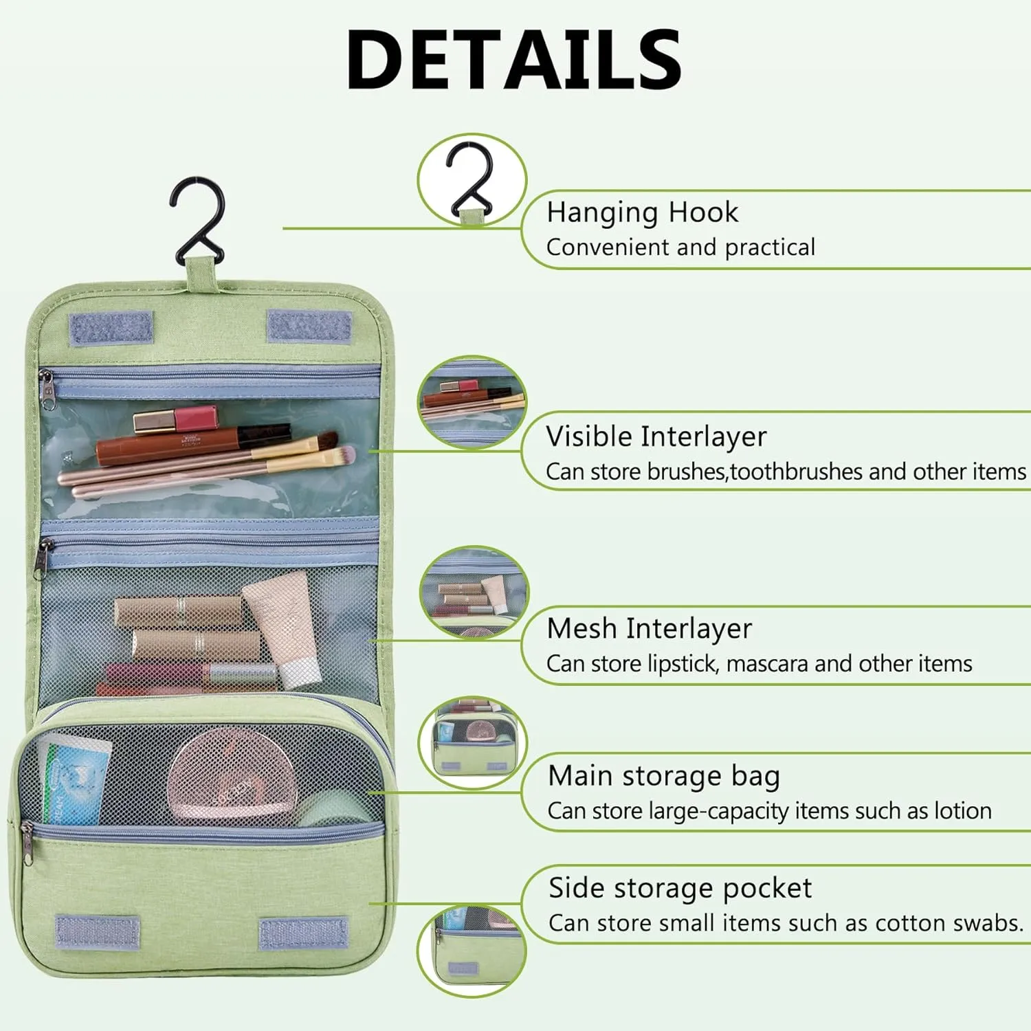 Personalized Toiletry Bag - Large Capacity Cosmetic Bag with Hanging Hook,Waterproof Travel Makeup Bag,Makeup Organizer for Women,Travel Essentials
