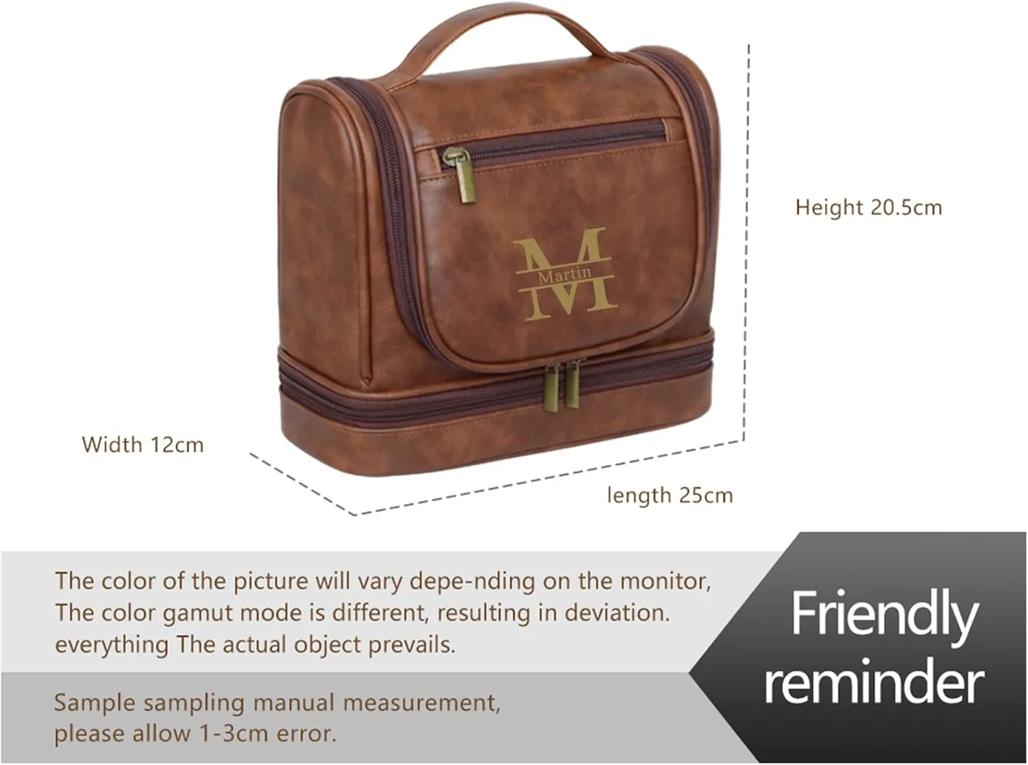 Personalized Toiletry Bag Leather Shaving Dopp Kit Bag for Men Hanging Makeup Bag Hanging Cosmetic Organizer Kit