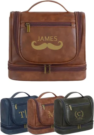 Personalized Toiletry Bag Leather Shaving Dopp Kit Bag for Men Hanging Makeup Bag Hanging Cosmetic Organizer Kit