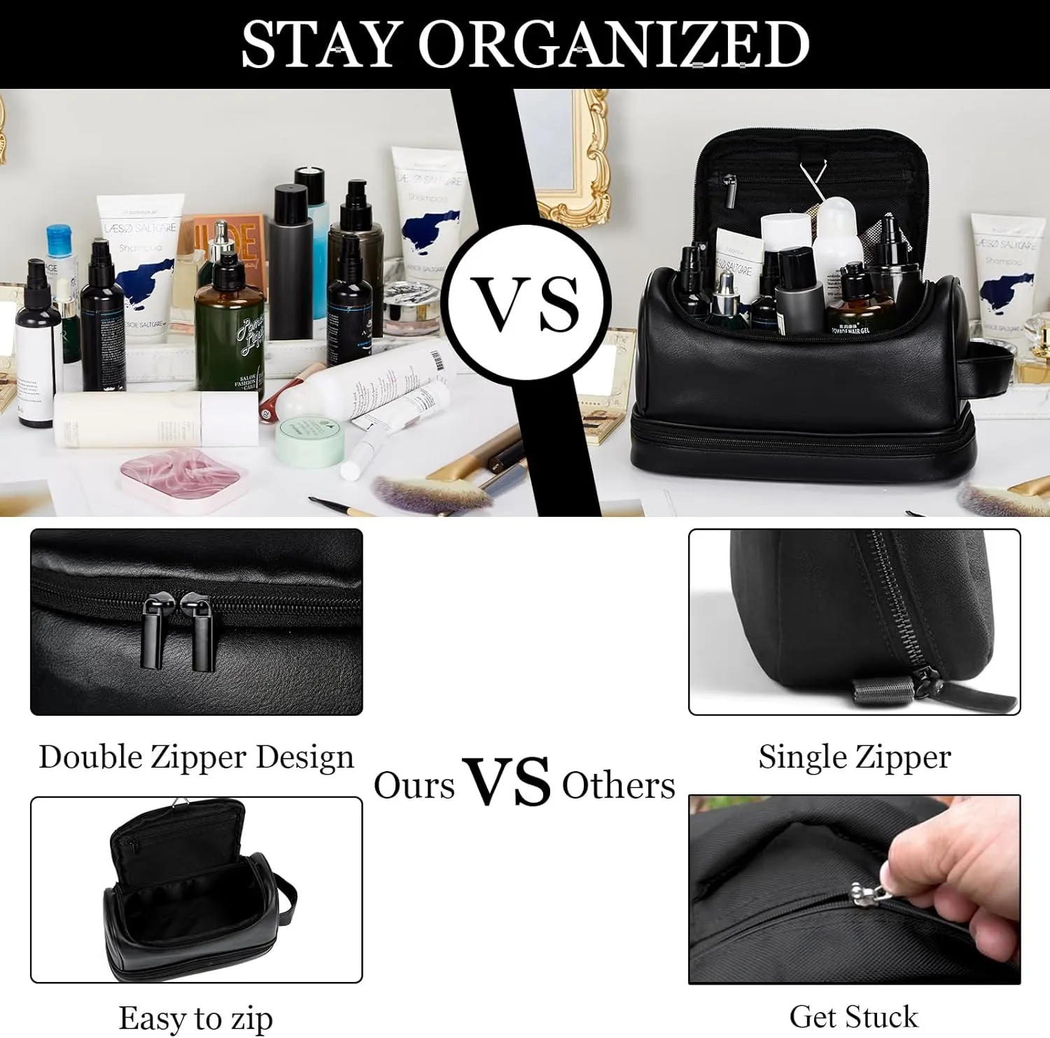 Personalized Travel Toiletry Bag for Men, Large Water-resistant Shaving Bag Toiletries Organizer, PU Leather Dopp Kit, Multi-functional and Stylish, Customized Gift for Groomsmen, Anniversary,Birthday