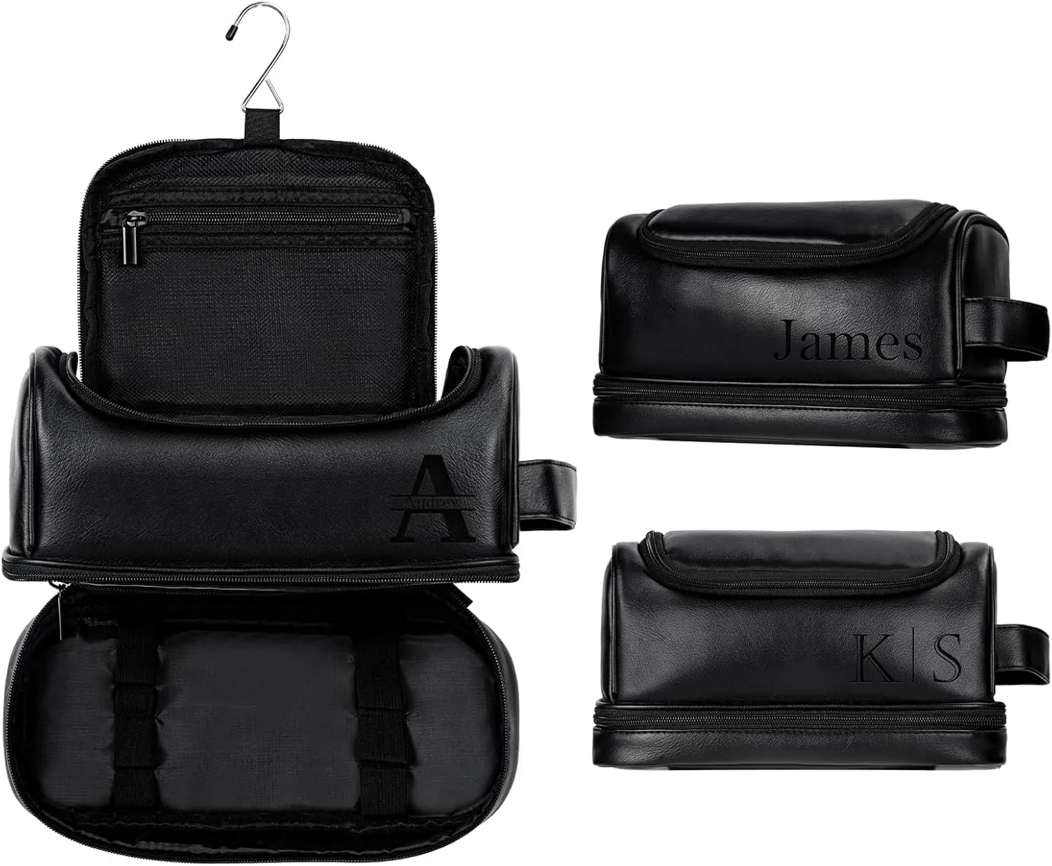 Personalized Travel Toiletry Bag for Men, Large Water-resistant Shaving Bag Toiletries Organizer, PU Leather Dopp Kit, Multi-functional and Stylish, Customized Gift for Groomsmen, Anniversary,Birthday