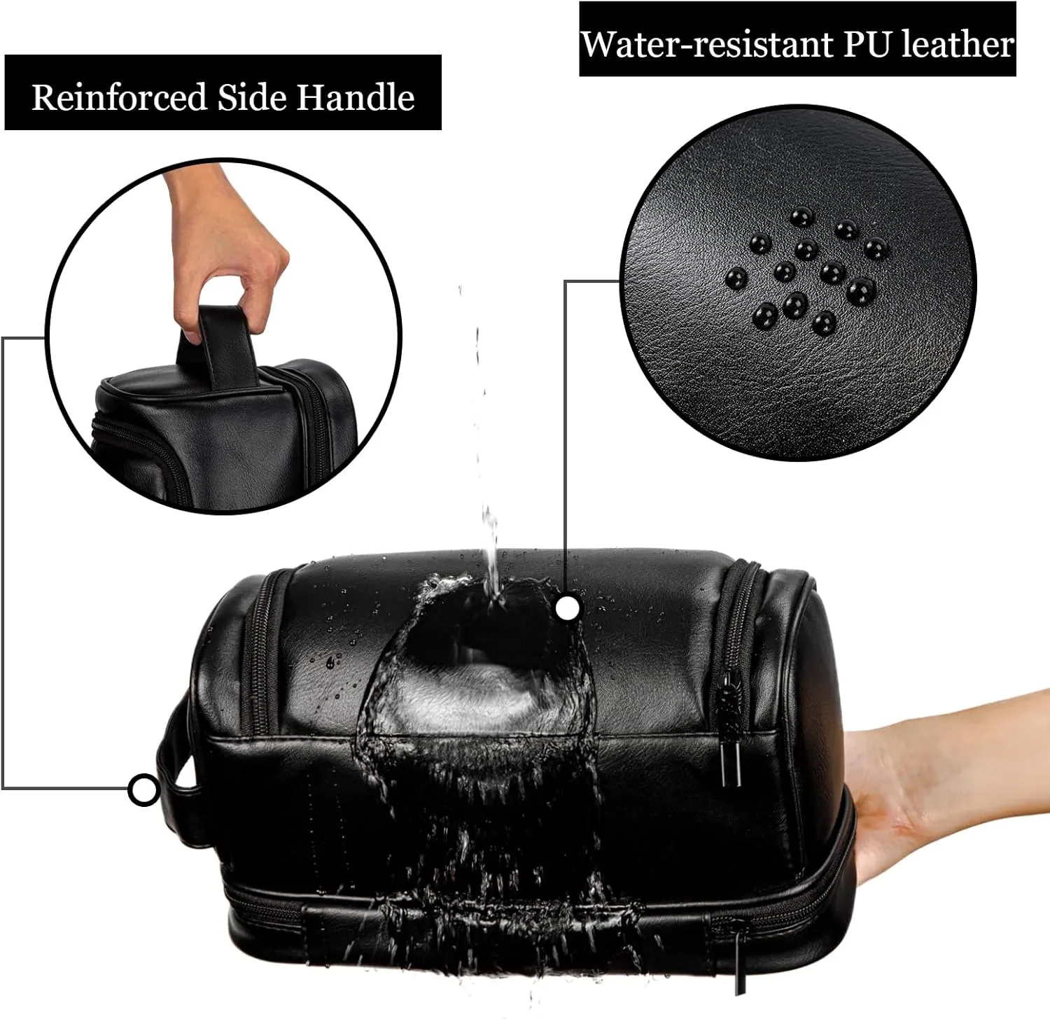 Personalized Travel Toiletry Bag for Men, Large Water-resistant Shaving Bag Toiletries Organizer, PU Leather Dopp Kit, Multi-functional and Stylish, Customized Gift for Groomsmen, Anniversary,Birthday